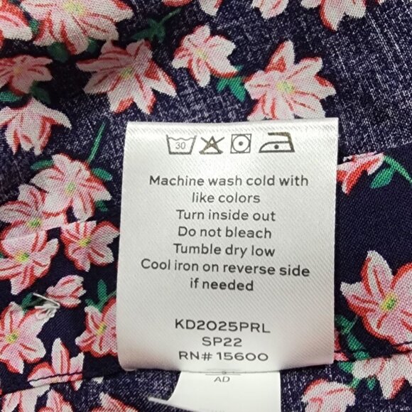 Draper James RSVP Silky Side Buttons Top Floral Sleeveless Navy Pink - Picture 7 of 8